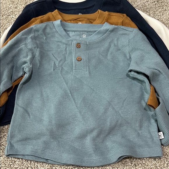 The Honest Company Kids Long Sleeve Waffle Knit Shirt - Gray, Blue, Brown, White - Picture 4 of 7